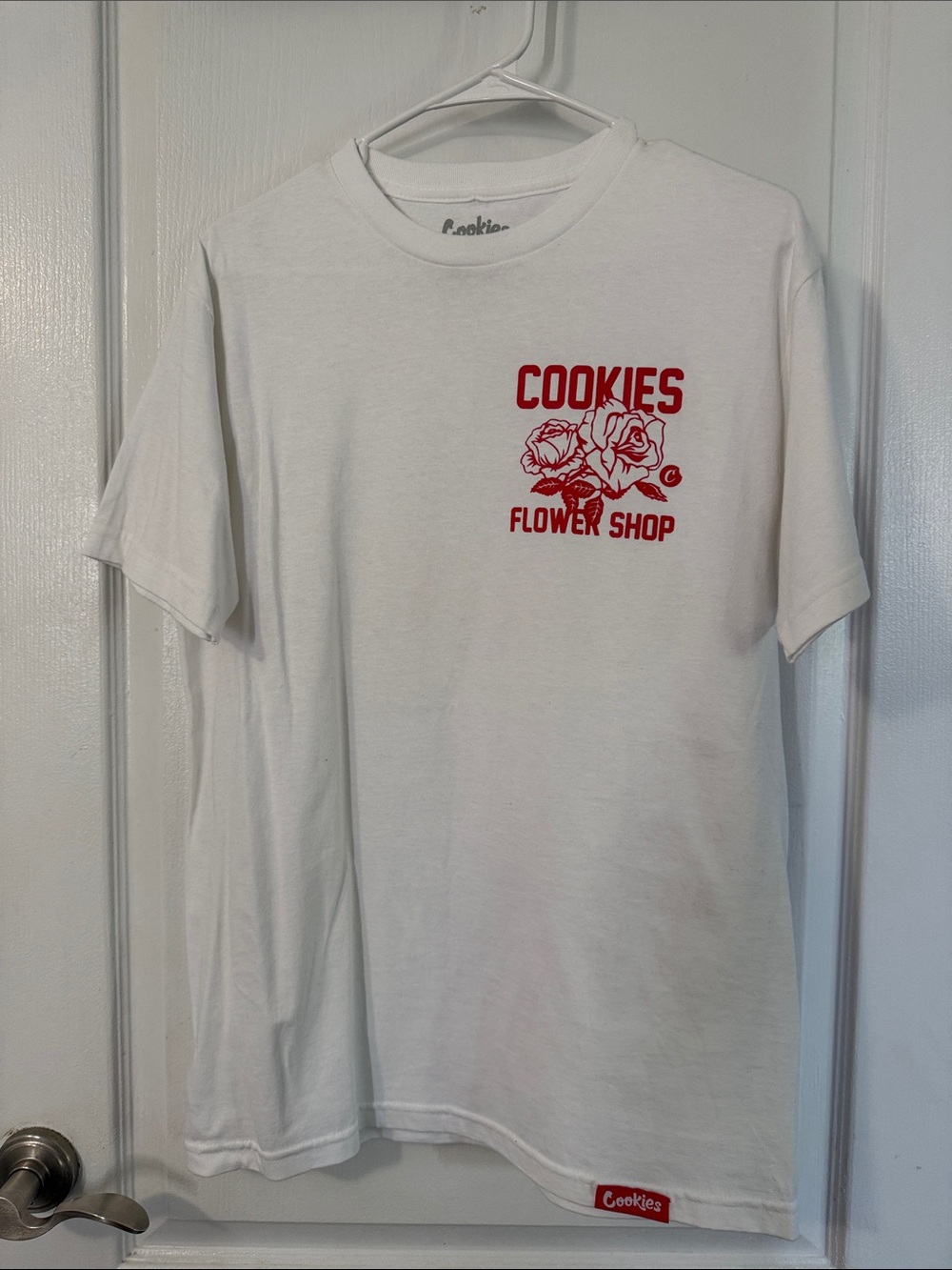 Mens White T-Shirt with Red 'Flower Shop' Graphic ZUMIEZ